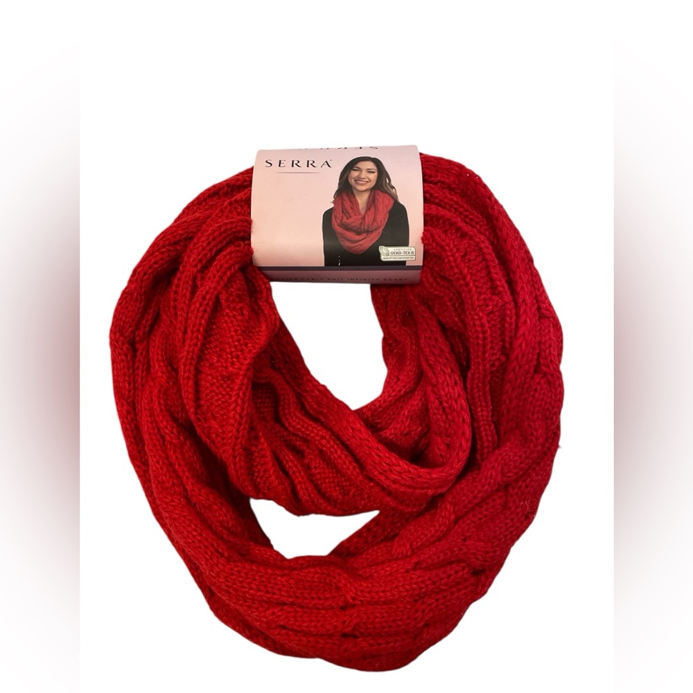 Serra Women’s Red Cable Knit Infinity Scarf